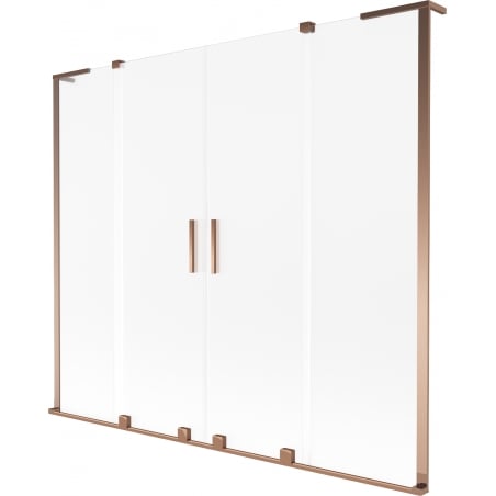 Mexen Velar L Duo Badewannenfaltwand 2-flügelig verschiebbar 200 x 150 cm, Frost, Roségold - 896-200-003-32-60