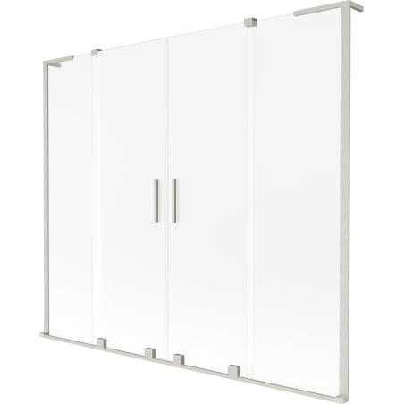 Mexen Velar L Duo Badewannenabtrennung 2-teilig verschiebbar 200 x 150 cm, matt, gebürsteter Nickel - 896-200-003-32-97
