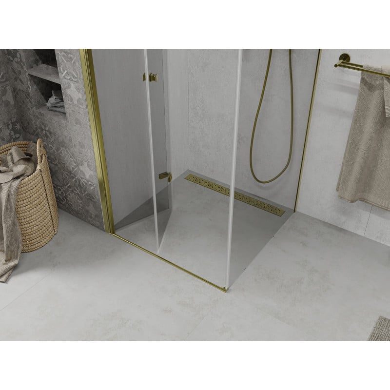 Mexen Lima faltbare Duschkabine 100 x 100 cm, transparent, gold - 856-100-100-50-00