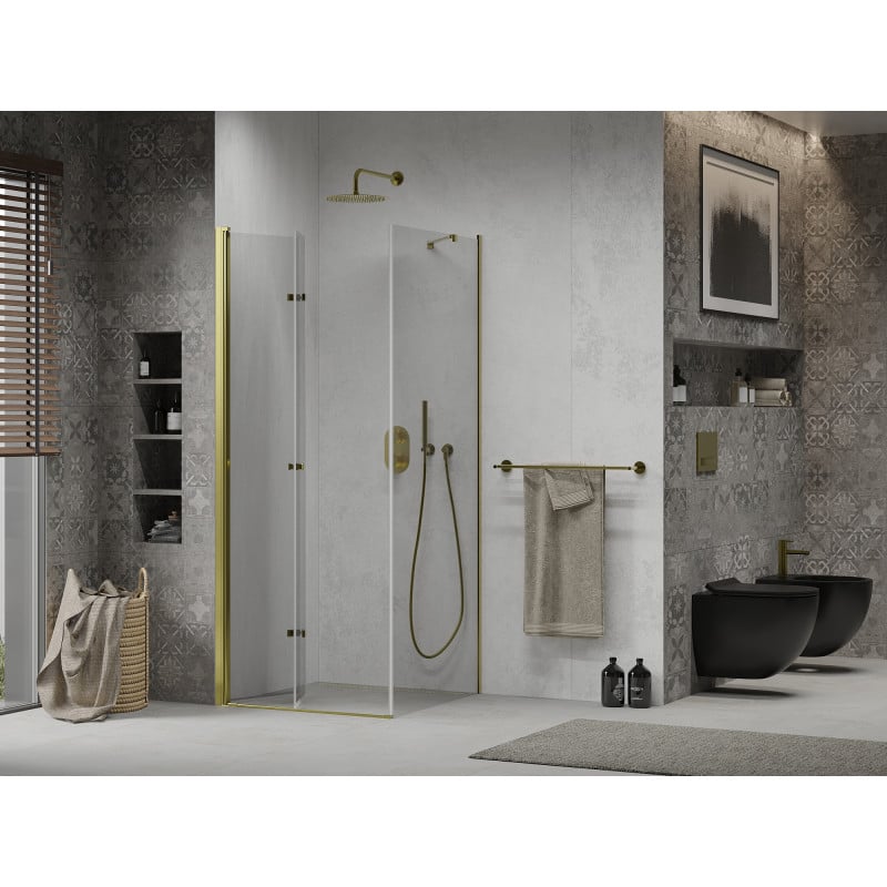 Mexen Lima faltbare Duschkabine 100 x 100 cm, transparent, gold - 856-100-100-50-00