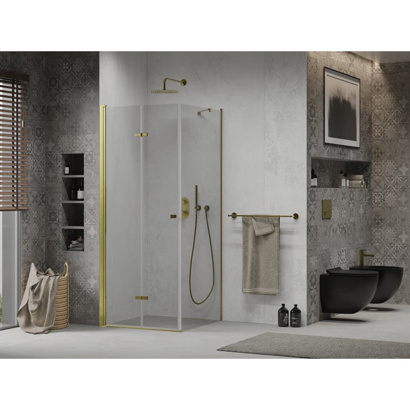 Mexen Lima faltbare Duschkabine 100 x 100 cm, transparent, gold - 856-100-100-50-00