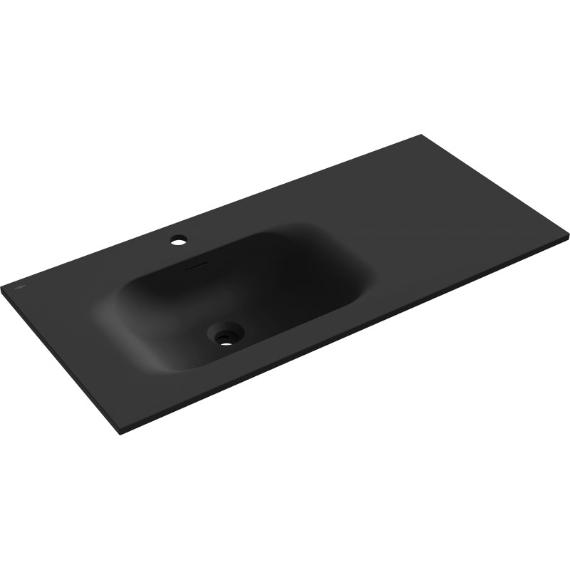 Mexen Vela Waschbecken, links in die Arbeitsplatte eingelassen, 101 x 46,5 cm, schwarz matt - 25231071L