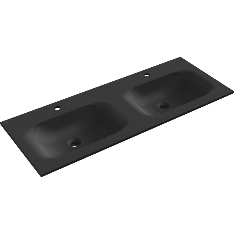 Mexen Vela Doppelwaschbecken, das in die Arbeitsplatte eingelassen ist, 121 x 46,5 cm, schwarz matt - 25231271D