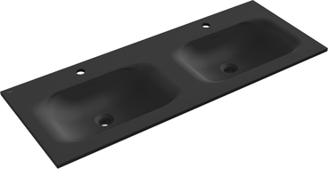 Mexen Vela Doppelwaschbecken, das in die Arbeitsplatte eingelassen ist, 121 x 46,5 cm, schwarz matt - 25231271D