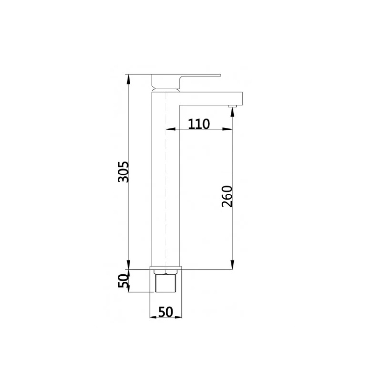 Mexen Cube hoher Waschtischarmatur, schwarz - 72910-70