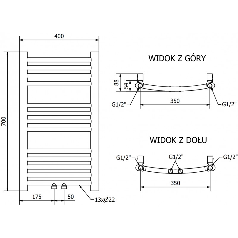 Mexen Ares Badezimmerheizkörper 700 x 400 mm, 189 W, gold - W102-0700-400-00-50