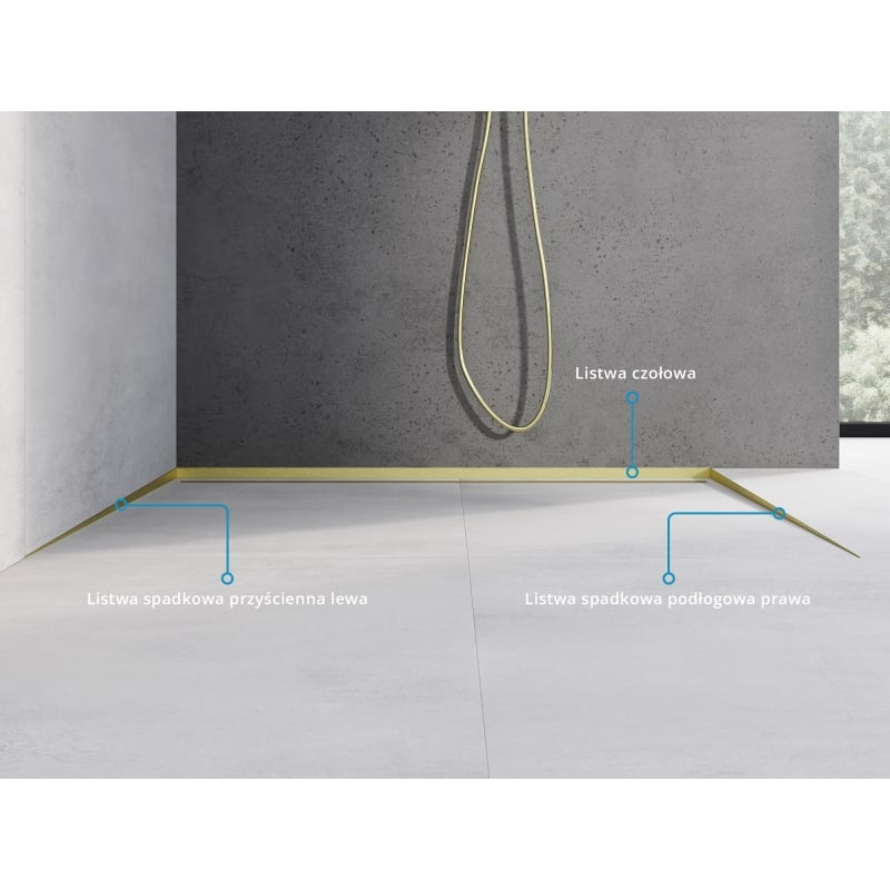 Mexen Line-B Bodenablaufleiste 120 cm rechts, gebürstet gold - 185501120R