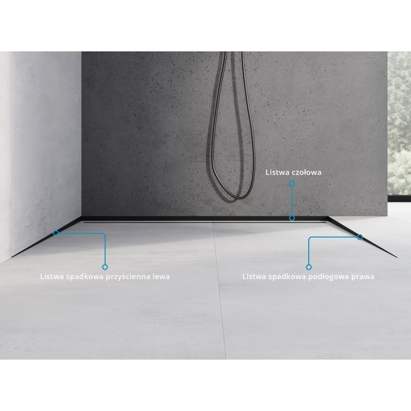Mexen Line-B Bodenabfallleiste 120 cm rechts, schwarz - 187001120R