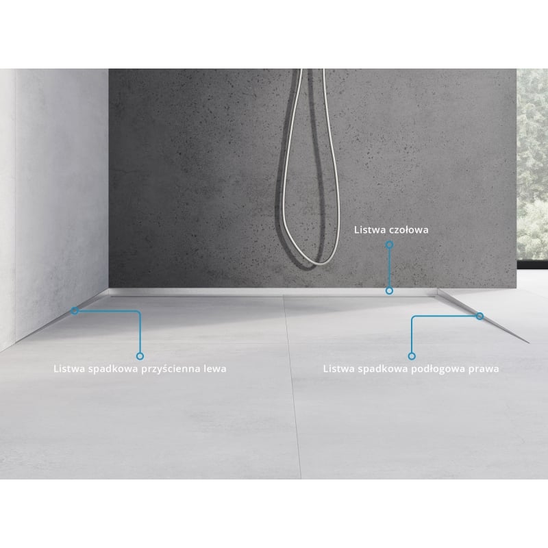 Mexen Line-B Fußleistenabdeckung 180 cm rechts, Inox - 181001180R