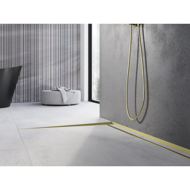 Mexen Line-B Boden-Abfallleiste 120 cm links, gebürstetes Gold - 185501120L