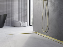 Mexen Line-B Boden-Abfallleiste 120 cm links, gebürstetes Gold - 185501120L