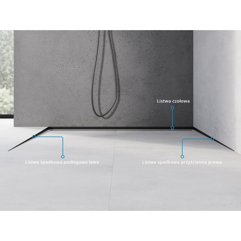 Mexen Line-B Boden Gefälleleiste 120 cm links, schwarz - 187001120L