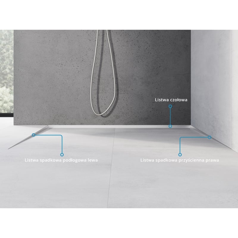 Mexen Line-B Bodenabschlussschiene 180 cm links, Inox - 181001180L