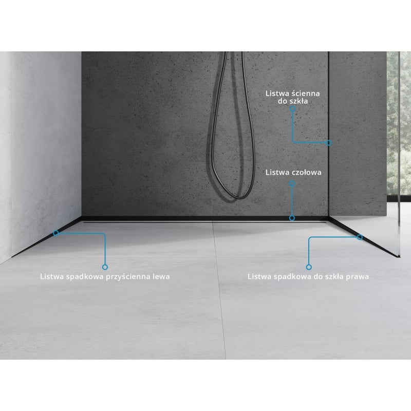 Mexen Line-B Eckabschlussleiste 120 cm links, schwarz - 187002120L