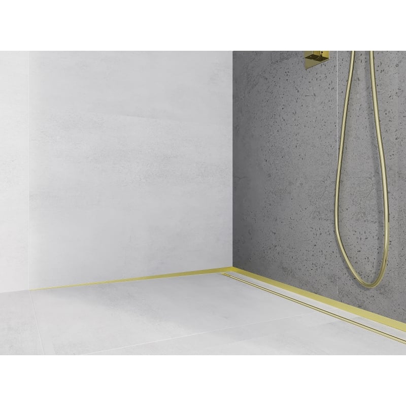 Mexen Line-B Wandablaufschiene 180 cm links, gebürstetes Gold - 185502180L