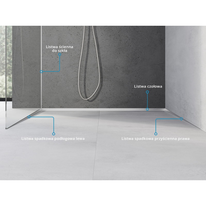 Mexen Line-B Wandabschlussleiste 120 cm rechts, Inox - 181002120R
