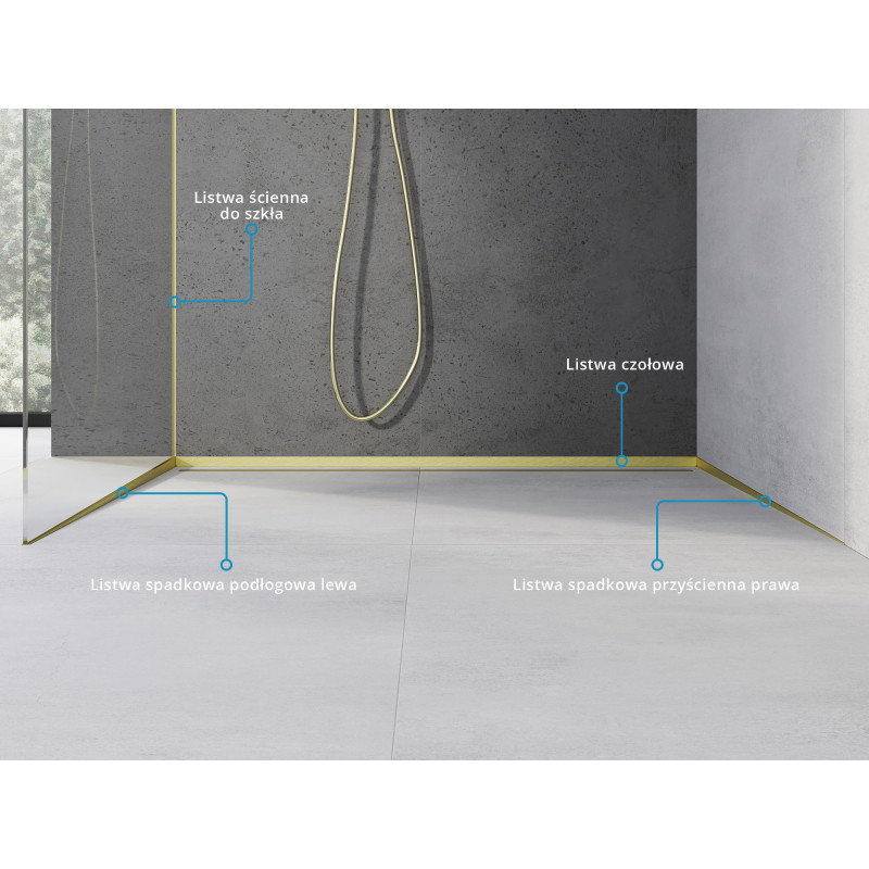 Mexen Line-B Wandablaufleiste 120 cm rechts, gebürstetes Gold - 185502120R
