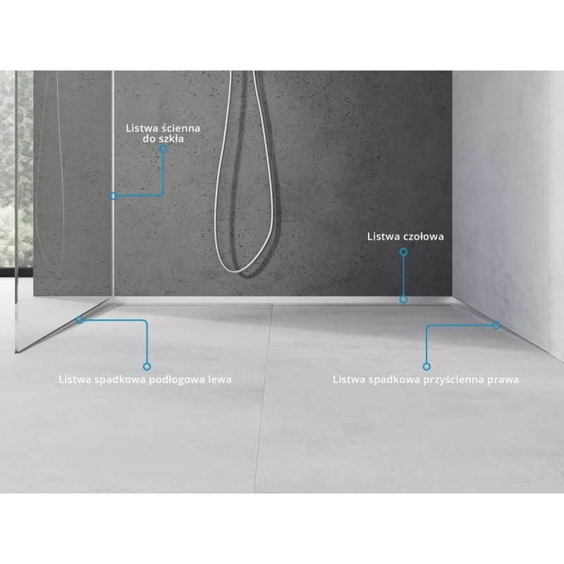 Mexen Line-B Neigungsleiste wandseitig 180 cm rechts, Inox - 181002180R