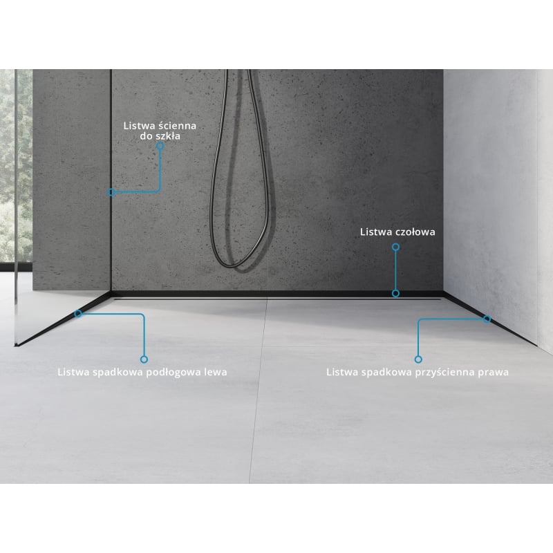 Mexen Line-B Wandablauflansch 180 cm rechts, schwarz - 187002180R