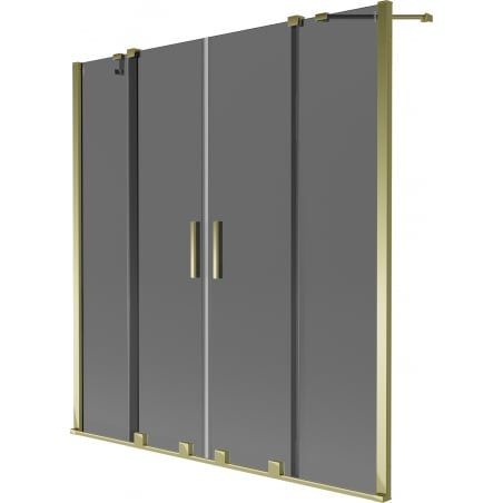 Mexen Velar Duo Badewannenfaltwand 2-flügelig verschiebbar 140 x 150 cm, Graphit, Gold - 896-140-000-42-50