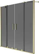 Mexen Velar Duo Badewannenfaltwand 2-flügelig verschiebbar 140 x 150 cm, Graphit, gebürstetes Gold - 896-140-000-42-55