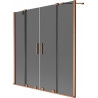 Mexen Velar Duo Badewannenabtrennung 2-flügelig verschiebbar 140 x 150 cm, Graphit, gebürstetes Kupfer - 896-140-000-42-65