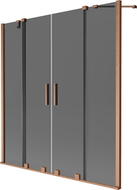 Mexen Velar Duo Badewannenabtrennung 2-flügelig verschiebbar 140 x 150 cm, Graphit, gebürstetes Kupfer - 896-140-000-42-65