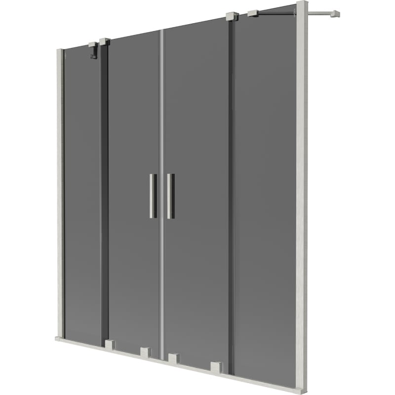 Mexen Velar Duo Duschwand 2-flügelig verschiebbar 140 x 150 cm, Graphit, gebürstetes Nickel - 896-140-000-42-97