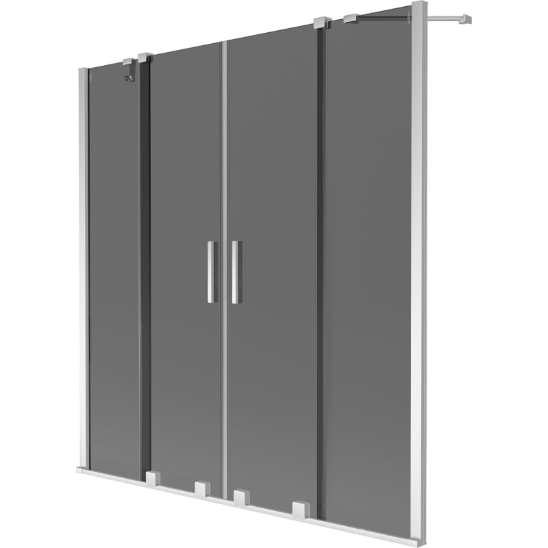 Mexen Velar Duo 2-flügelige Badewannenabtrennung, 160 x 150 cm, Graphit, Chrom - 896-160-000-42-01