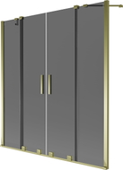 Mexen Velar Duo Badewannenfaltwand 2-flügelig gleitend 160 x 150 cm, grafit, gold - 896-160-000-42-50