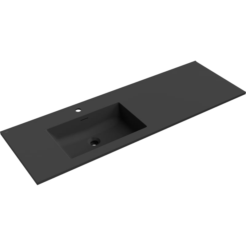 Mexen Otis Waschbecken links in die Arbeitsplatte eingelassen 141 x 46,5 cm, schwarz matt - 25181471L