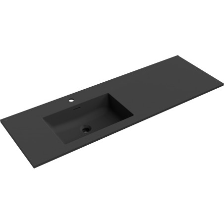 Mexen Otis Waschbecken links in die Arbeitsplatte eingelassen 141 x 46,5 cm, schwarz matt - 25181471L