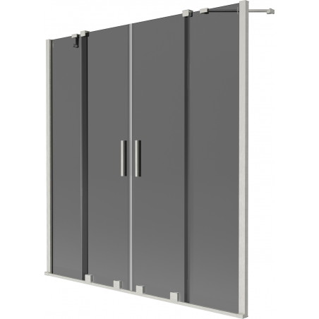 Mexen Velar Duo Wannenschirm 2-flügelig zum Schieben 160 x 150 cm, Grafit, gebürsteter Nickel - 896-160-000-42-97