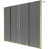 Mexen Velar Duo Badewannenfaltwand 2-flügelig verschiebbar 170 x 150 cm, Graphit, gebürstetes Gold - 896-170-000-42-55