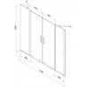 Mexen Velar Duo Badewannenabtrennung 2-flügelig verschiebbar 170 x 150 cm, Graphit, Roségold - 896-170-000-42-60