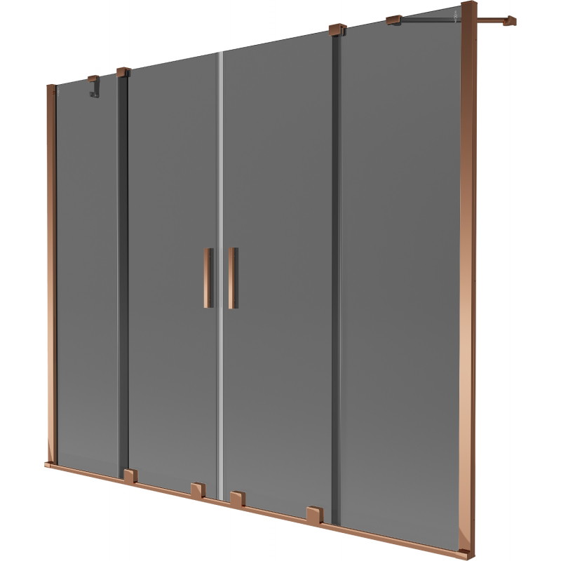 Mexen Velar Duo Badewannenabtrennung 2-flügelig verschiebbar 170 x 150 cm, Graphit, Roségold - 896-170-000-42-60