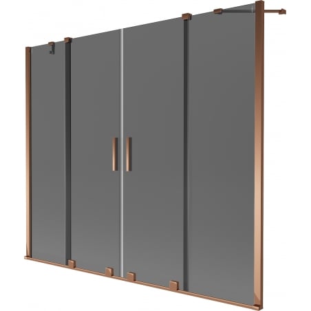 Mexen Velar Duo Badewannenabtrennung 2-flügelig verschiebbar 170 x 150 cm, Graphit, Roségold - 896-170-000-42-60