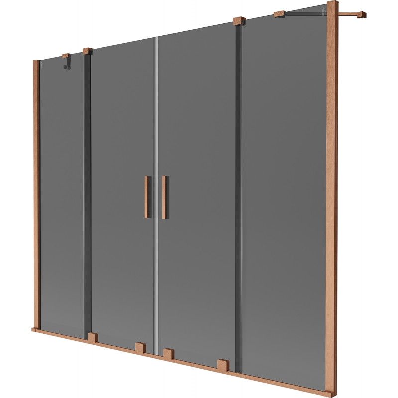 Mexen Velar Duo Badewannenfaltwand 2-teilig schiebbar 170 x 150 cm, Graphit, gebürstetes Kupfer - 896-170-000-42-65