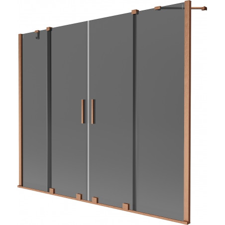 Mexen Velar Duo Badewannenfaltwand 2-teilig schiebbar 170 x 150 cm, Graphit, gebürstetes Kupfer - 896-170-000-42-65