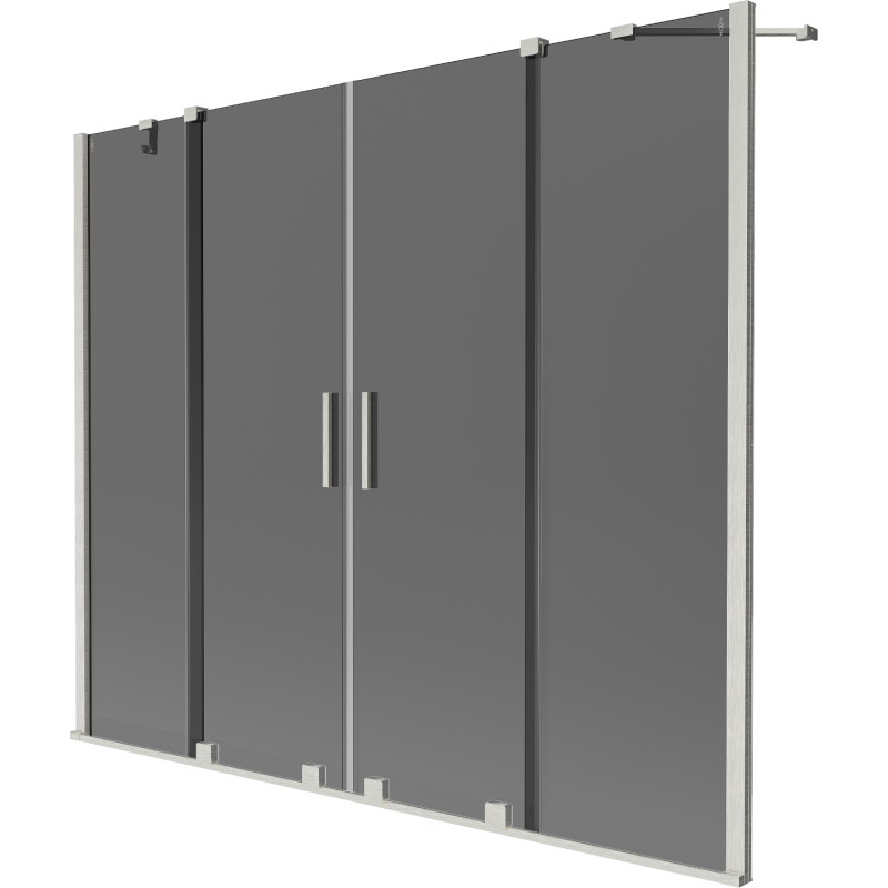 Mexen Velar Duo Badewannenabtrennung 2-flügelig verschiebbar 170 x 150 cm, Graphit, gebürsteter Nickel - 896-170-000-42-97