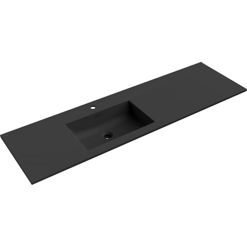 Mexen Otis linksseitiges Waschbecken, das in die Arbeitsplatte eingelassen ist, 161 x 46,5 cm, matt schwarz - 25181671L