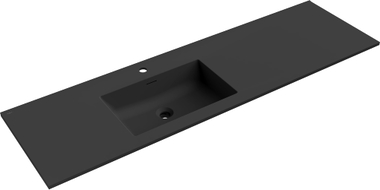 Mexen Otis linksseitiges Waschbecken, das in die Arbeitsplatte eingelassen ist, 161 x 46,5 cm, matt schwarz - 25181671L