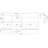 Mexen Otis linksseitiges Waschbecken, das in die Arbeitsplatte eingelassen ist, 161 x 46,5 cm, matt schwarz - 25181671L