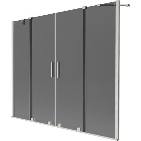 Mexen Velar Duo Badewannenabtrennung 2-flügelig verschiebbar 180 x 150 cm, Graphit, gebürsteter Nickel - 896-180-000-42-97