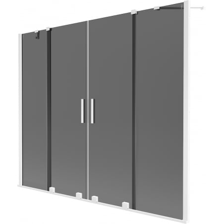 Mexen Velar Duo Badewannenabtrennung, 2-flügelig, verschiebbar, 190 x 150 cm, graphit, weiß - 896-190-000-42-20