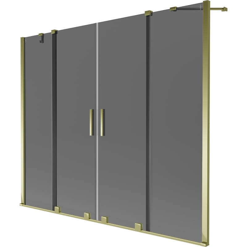 Mexen Velar Duo Badewannenfaltwand 2-flügelig verschiebbar 190 x 150 cm, grafit, gold - 896-190-000-42-50