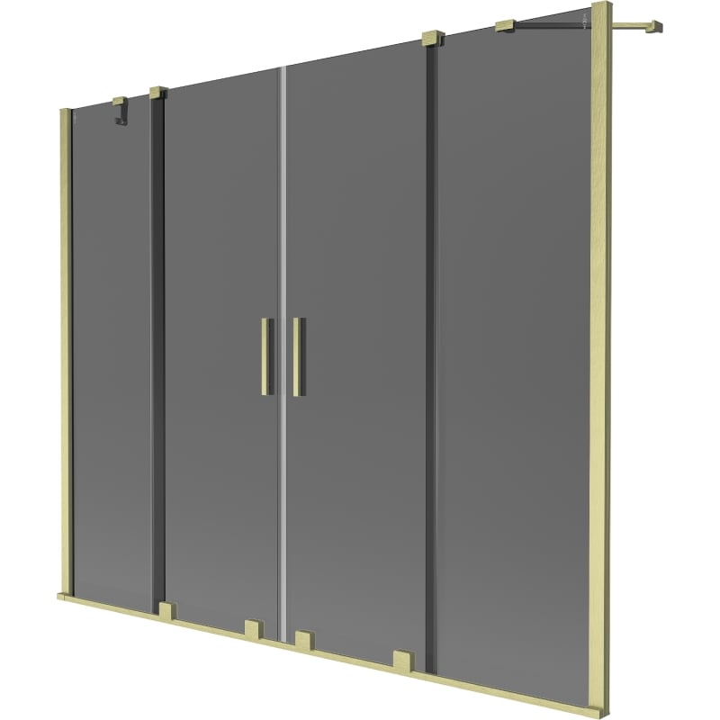 Mexen Velar Duo Badewannen-Falttür, 2-teilig, verschiebbar, 190 x 150 cm, Graphit, Gold gebürstet - 896-190-000-42-55