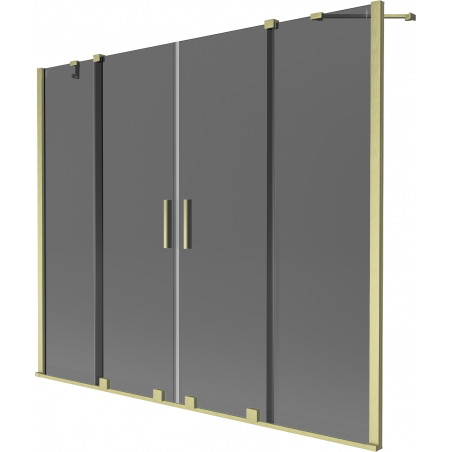 Mexen Velar Duo Badewannen-Falttür, 2-teilig, verschiebbar, 190 x 150 cm, Graphit, Gold gebürstet - 896-190-000-42-55