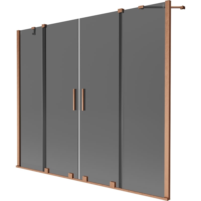 Mexen Velar Duo Badewannenwand 2-flügelig schiebbar 190 x 150 cm, Graphit, gebürstetes Kupfer - 896-190-000-42-65