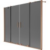 Mexen Velar Duo Badewannenwand 2-flügelig schiebbar 190 x 150 cm, Graphit, gebürstetes Kupfer - 896-190-000-42-65